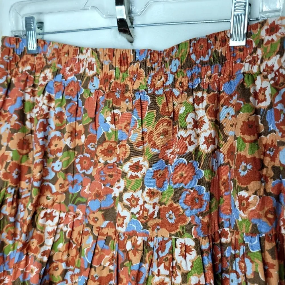 House of Harlow 1960 Floral Smocked Blouse and Midi‎ Skirt Set Size Medium